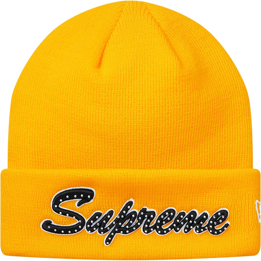 Buy Supreme New Era Script Beanie FW18 Yellow Novelship